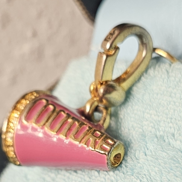 Juicy Couture Gold Pink Pave Cheerleader Megaphone Charm Bracelet Cheer Jewelry - Picture 6 of 14